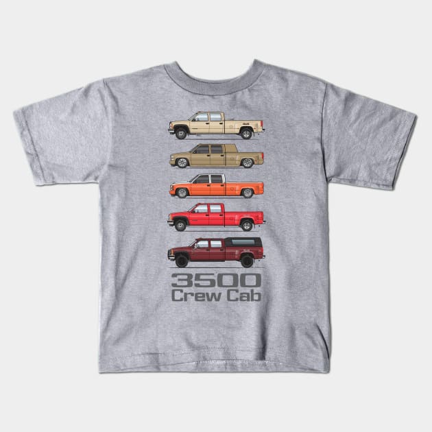 3500 Crew cab Kids T-Shirt by ArtOnWheels